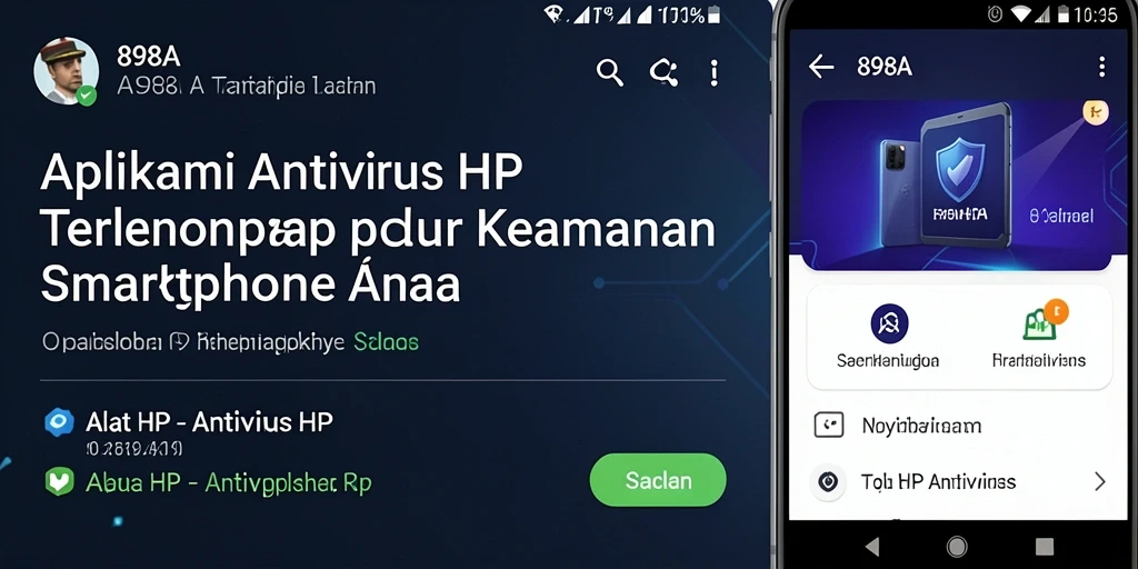 Tampilan antarmuka utama aplikasi 898A dengan fitur Antivirus HP yang lengkap.