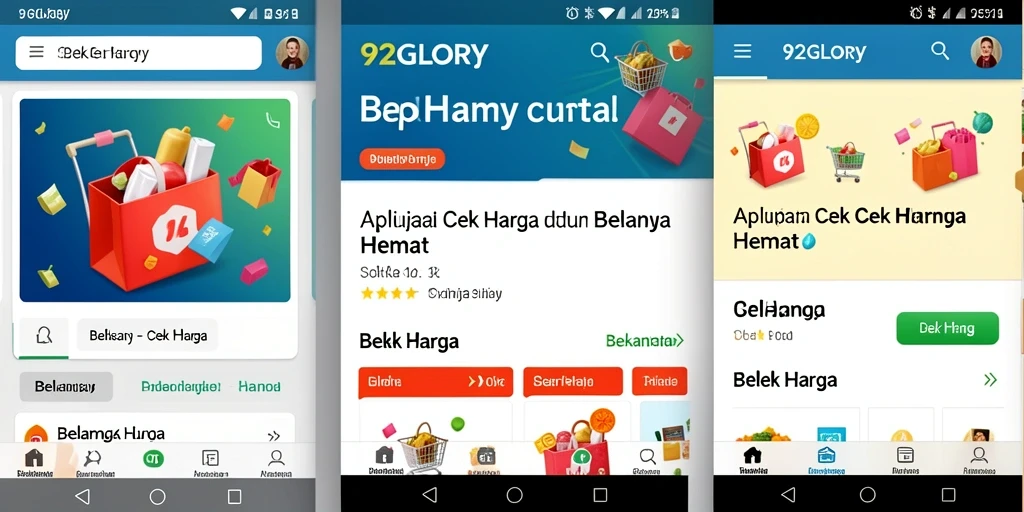 Antarmuka 92GLORY menampilkan perbandingan harga produk secara jelas.