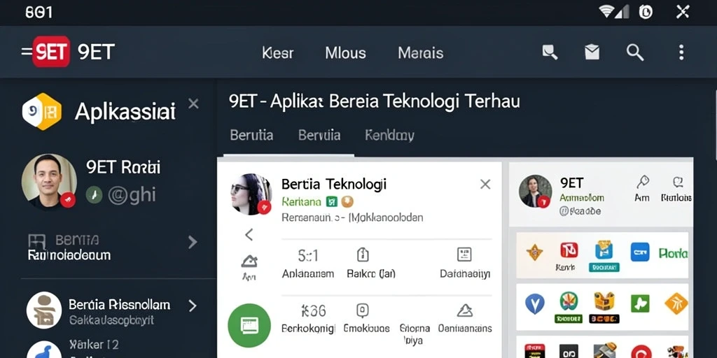 Tampilan antarmuka aplikasi 9ET yang modern dan informatif.