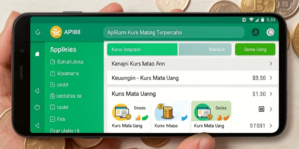 Tampilan utama API88 dengan fungsi Kurs Mata Uang yang interaktif.