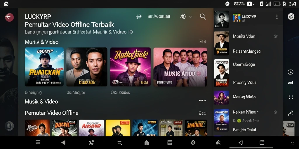 Antarmuka utama LUCKYRP menampilkan fitur Pemutar Video Offline yang intuitif.
