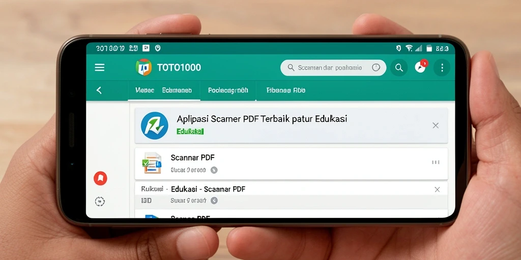 Antarmuka aplikasi TOTO1000 saat memindai dokumen PDF.