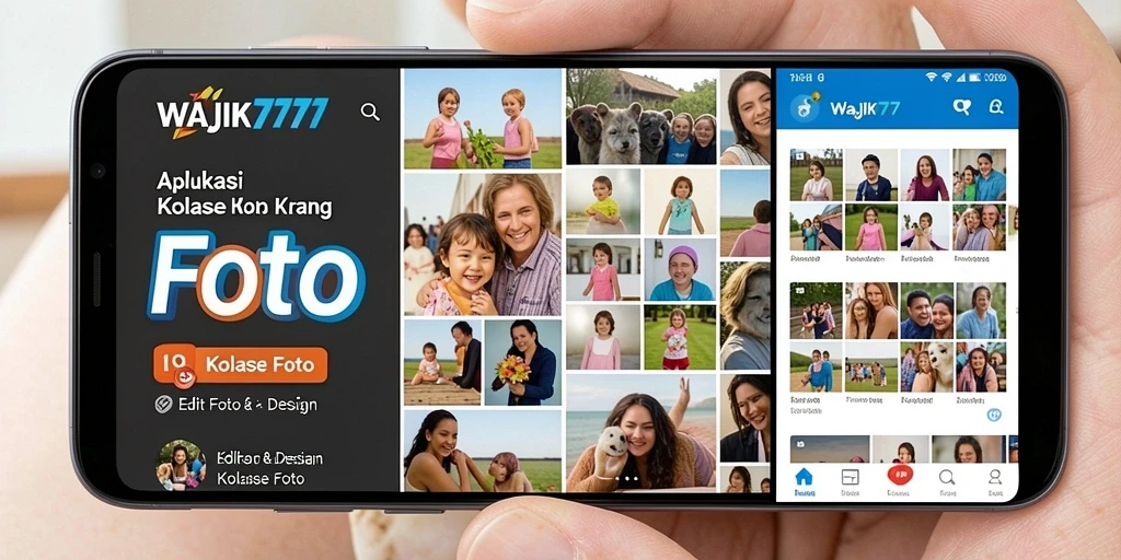 Screenshot antarmuka WAJIK777 menampilkan fitur kolase foto yang kreatif.