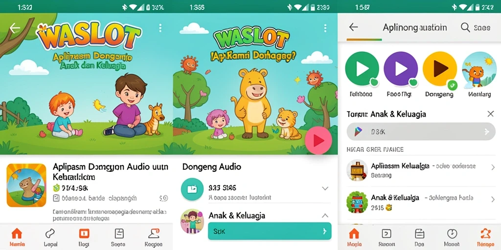 Antarmuka aplikasi WASLOT dengan berbagai pilihan dongeng audio.
